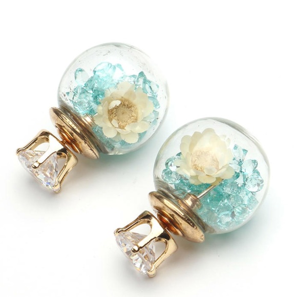 Crystal Ball Flower Confetti Reversible Earrings - Picture 3 of 7